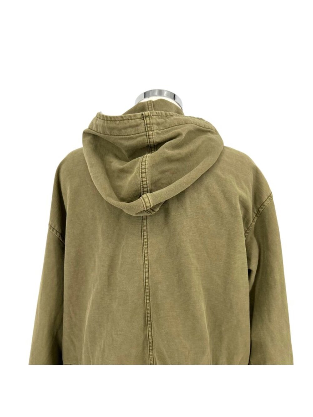 Free People Arya Utility Jacket Olive Green Cotton Button-Up Hooded Size XS - Picture 7 of 12